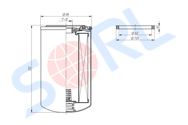 Фильтр масляный 1-12 UNF FAW, LIEBHERR (H19WD01) (SORL)