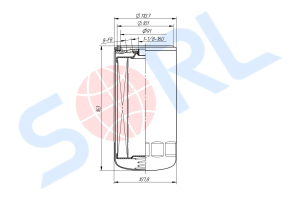 Фильтр масляный 1 1/8-16 U CATERPILLAR, NEW HOLLAND, ISUZU (H211W) (SORL)