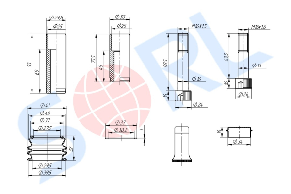 Р/к суппорта для ГАЗ (направляющие) (35028800639) SORL