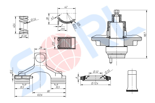 Р/к суппорта для ГАЗ (механизм регулировки) (35028800649) SORL