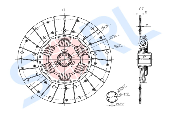 Диск сцепления ведомый для SITRAK C7H MAX (WG9925160822) SORL